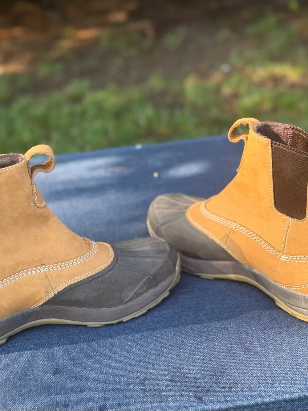 L.L. Bean Men's Two-Tone Tan and Dark Gray Rain & Snow Boots- Slip on -9
